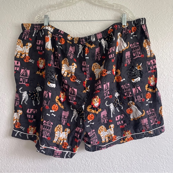 Printfresh Howloween Boyfriend Black Dog Costume Print Boxer Pajama Shorts 4X - Picture 3 of 7